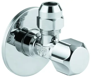 Grohe Eckventil 22018 1/2x3/8'' mit Quetschverschraubung 10mm Rosette chrom, 22018000 22018000