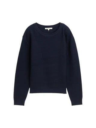 Denim Tom Tailor - Strickpullover mit Rundhalsausschnitt sky captain blue - Gr. - M