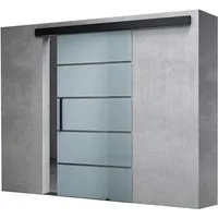 Mai & Mai Glasschiebetür Schwebetür komplettset Teilsatiniert 15mm Wandabstand mit 8mm ESG A-13
