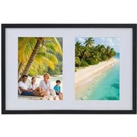 IDEAL TREND Bilderrahmen Multiframe Collage Bilderrahmen Holz Fotos Massivholz Bilderrahmen mit, für 2 Bilder (1 St), Schrägschnitt Passepartout