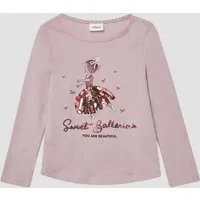 s.Oliver Langarmshirt T-Shirt Langarmshirt mit Pailletten und abgerundetem Saum