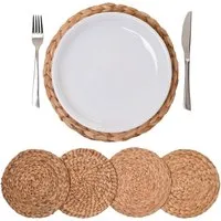 VIVANNO Platzset Wasserhyazinthe ILANA Rund - Natur Geflochten, (Set, 4-St), 30x1 cm