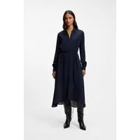 BOSS ORANGE Hemdblusenkleid Dristella Premium Damenmode aus Crêpe de Chine, Midi-Länge