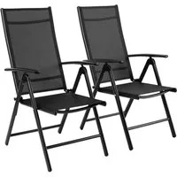 TLGREEN Gartenstuhl Hochlehner, 2/4er Set Balkonstuhl,Klappstuhl,Campingstühle (2 St), klappbar, 7-Fach verstellbare, wetterfest, aus Aluminium, Bis 120kg
