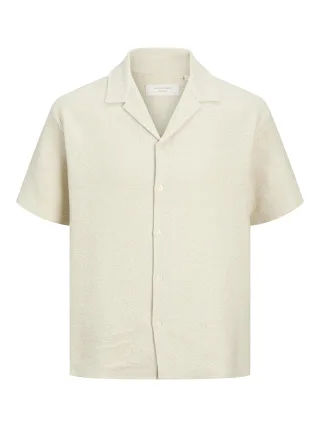 JACK&JONES - JORMONTAUK CROCHET SHIRT SS SA26 LN Antique White - Gr. - L