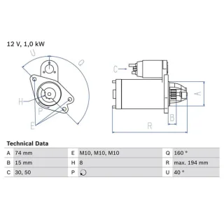 Bosch Anlasser 1,0 kW Mazda 3 0986023920
