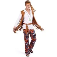 JADEO Kostüm 60er-Jahre-Kostüm Hippie beige-bunt