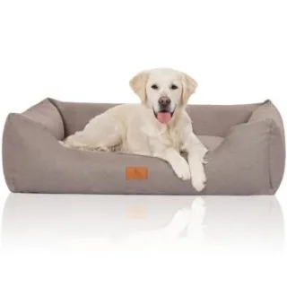 Knuffelwuff Hundebett Lotte aus Velours mit feinem Handwebcharakter hellgrau XL
