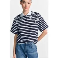 RICHROYAL Poloshirt mit Blume-Applikationen, Gerade Form