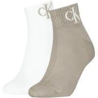 Calvin Klein Jeans Kurzsocken CKJ WOMEN QUARTER 2P MONOGRAM (2-Paar, 2 Paar) mit Logostickerei