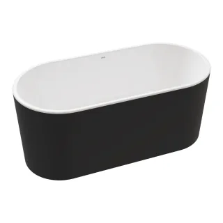 VitrA Geo freistehende Badewanne ovale Form 190 x 90 cm mit verdecktem Schwarz Matt,65390006028 65390006028