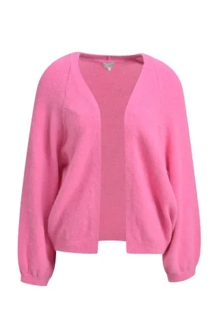 Milano Italy - oversized open front cardigan 1/1 raglan sleeve pink print - Gr. - M
