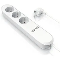 BEARWARE 3 Fach Steckerleiste mit 2X USB Ladeports, 1,5m Anschlusskabel, weiß Steckdosenleiste 3-fach (USB-Anschlüsse, Kindersicherung, Schutzkontaktstecker, Kabellänge 1,50 m), Mehrfachsteckdose mit Berührungsschutz, 3680W, Schuko-Schutzkontakt