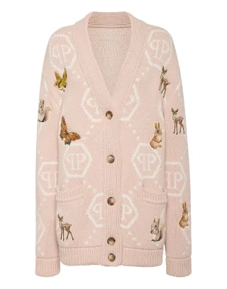 Long Oversized Cardigan With Fairy Embroidery