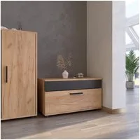 Vicco Bücherregal Berno, Goldkraft Eiche/Anthrazit, 70.8 x 38.9 cm mit Klapptür, 1-tlg.