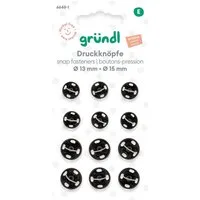Gründl Bastelnaturmaterial Gründl Druckknöpfe Ø 13 mm schwarz 12 Stück