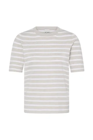 ICHI - IHLULS O-NECK SS small oatmeal white stripe - Gr. - S