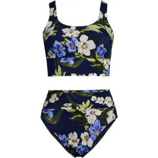 Komfort-Midkini, Damen,  Blau, Elasthan/Metall/Nylon-Mischung, by Lands' End