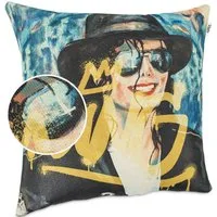 Kisska Dekokissen Kissenhülle mit oder ohne Füllung Designer Kissenbezug Zierkissen, Kissenhülle in 40x40cm Michael Jackson ohne Füllung aus Gobelin PopArt