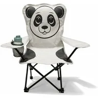 Mojawo Klappstuhl Kinder Anglersessel Hellgrau mit Getränkehalter und Tasche Motiv Panda