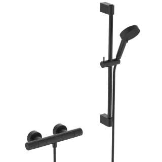 Ideal Standard Brausekombinationm.Thermostat CerathermT25N 600mm, 2-fach-Handbrause 6l/min. Silk Bla A8537XG