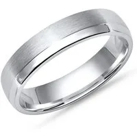 Unique Silberring Mattierter Ring mit einem polierten Kantenstreifen - 4,5mm breit R8525
