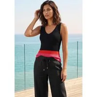 Bruno Banani Stricktop figurbetonte Passform, tiefer V-Ausschnitt, Colorblock-Design