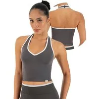 Smilodox Sport-BH Theda, Sport Top Damen Shaped Fit, Seamless, Gym & Freizeit Halterneck, V-Ausschnitt, Seamless, Stretch, Kontrastdetails
