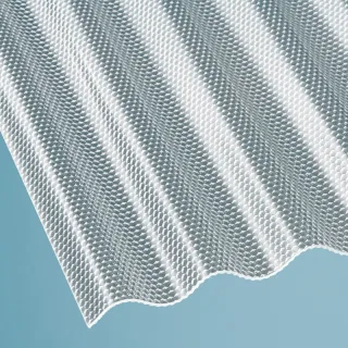 Polycarbonat Lichtplatte | Wellplatte | 76/18 | 2,6 mm | Breite 1045 mm | wabenstruktur | glasklar
