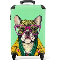 NoBoringSuitcases.com© Hartschalen-Trolley Hund - Hippie - Tiere - Brille 55x35x20cm, 4 Rollen, Reisetasche mit Rollen, Koffer Handgepäck Flugzeug