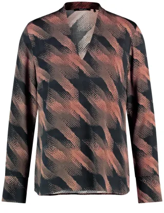 TAIFUN - Blusenshirt mit V-Ausschnitt braun - Gr. - 36