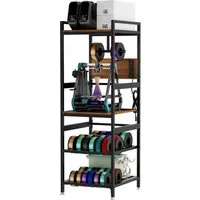 BBG Standhalterung 3D-Druckerständer mit Filamenthalter & Stromanschluss, (Metall 161 cm hoch, stabile 3D Drucker Workstation mit Regal, T-Spulenhalter, Aufbewahrungssystem für Werkstatt & Zuhause)