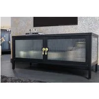 riess-ambiente Lowboard AMSTERDAM 90cm schwarz/gold - Metall, Riffelglas, 2 Türen (Einzelartikel, 1 St), mit Stauraum – ideal für Wohnzimmer & Esszimmer