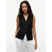 Tommy Hilfiger Anzugweste SUMMER LYOCELL LONG WAISTCOAT Materialmix mit Leinen