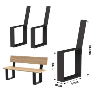 DanDiBo Bankgestell, Schwarz, Metall, 10x78.5x40 cm, Gartenmöbel, Gartenbänke
