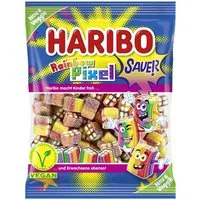 HARIBO Süßigkeit, Haribo Rainbow Pixel sauer veggie gezuckerte saure Fruchtgummi 160g