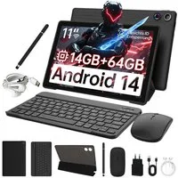 BUFO 11 Zoll 3 GB+64 GB, 6800mAh, WiFi 6, mit Maus Tastatur Stift Hülle Set Tablet (11", 64 GB, Android, AIC8800D80 802.11 a/b/g/n/ax/ac (WiFi 6) + BT5.3, Android 14, Duale Kamera, 1280x800 IPS HD, WiFi 6, Bluetooth 5.3)