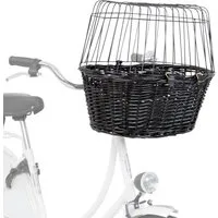 TRIXIE Tierfahrradkorb Hundefahrradkorb aus Weide zum Einhängen am Lenker, schwarz - schwarz