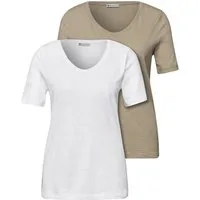 STREET ONE T-Shirt mit abgerundetem V-Ausschnitt