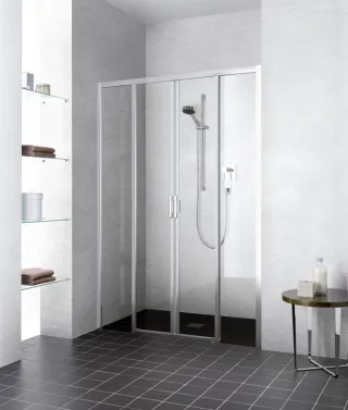 Kermi Gleittür Liga D4B 1850x1850 BV: 1810-1860, silber mattglanz ESG klar LID4B185181AK