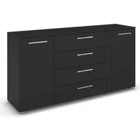 rauch Kombikommode Sideboard Schubkommode Kommode MONTCLAR Front Dekor/Hochglanz/Glas (Breite 160 / Höhe 81 cm, 2 Einlegeböden, inkl. Soft-Close-Funktion), 2-türig, 4 geräumige Schubladen, viele Griffvarianten MADE IN GERMANY