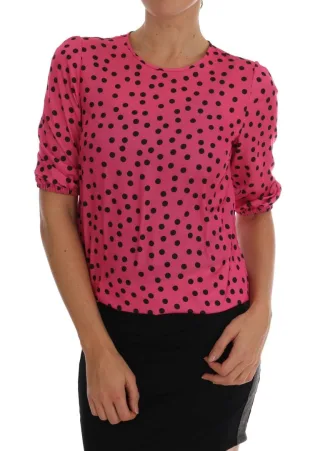 Dolce & Gabbana Pinke Polka-Dots Seidenbluse