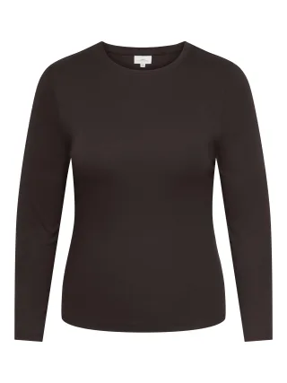 ONLY CARMAKOMA - CARRILEY L/S O-NECK TOP JRS NOOS Black Coffee