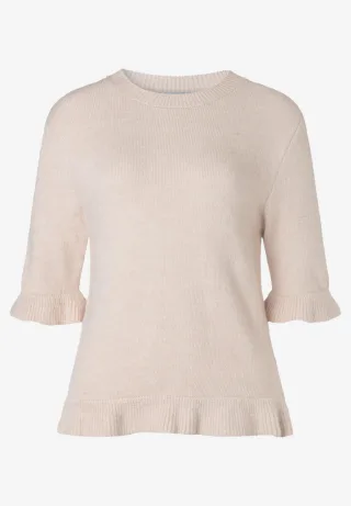 MORE & MORE - Pullover mit Rüschen beige - Gr. - 44