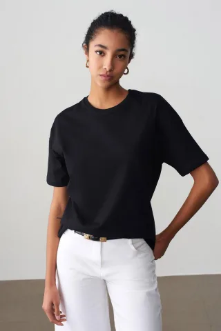 Damen Baumwoll Rundhalsausschnitt T-Shirt