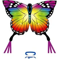 HQ Flug-Drache Kinderdrachen Einleiner Drachen HQ Butterfly Kite Rainbow ab 5 Jahren, + 190 cm Drachenschwanz