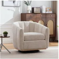 BBWL Drehstuhl mit 360°-Drehfunktion, Metallfuß, kürbisförmiger Club-Sessel, Moderner Chenille-Polsterhocker für Wohnzimmer, Schlafzimmer, Lounge