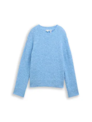 Tom Tailor - Strickpullover mit Wollanteil light fjord blue melange - Gr. - L
