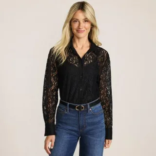 Spitzenbluse aus Baumwoll-Mix für Damen, Damen, size: regular, Rot, Baumwolle/Polyester, by Lands' End
