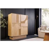 riess-ambiente Highboard ART DECO 120cm weiß gekälkt - Mangoholz, massiv, 3D-Front, handarbeit (Set, 1 St), Moderner Schrank mit Push-to-Open - ideal für Wohn- & Schlafzimmer